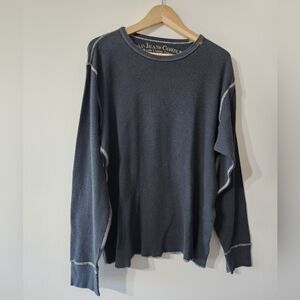 Vintage Ralph Lauren Mens XL Faded Thermal Waffle Knit Long Sleeve Shirt Gray